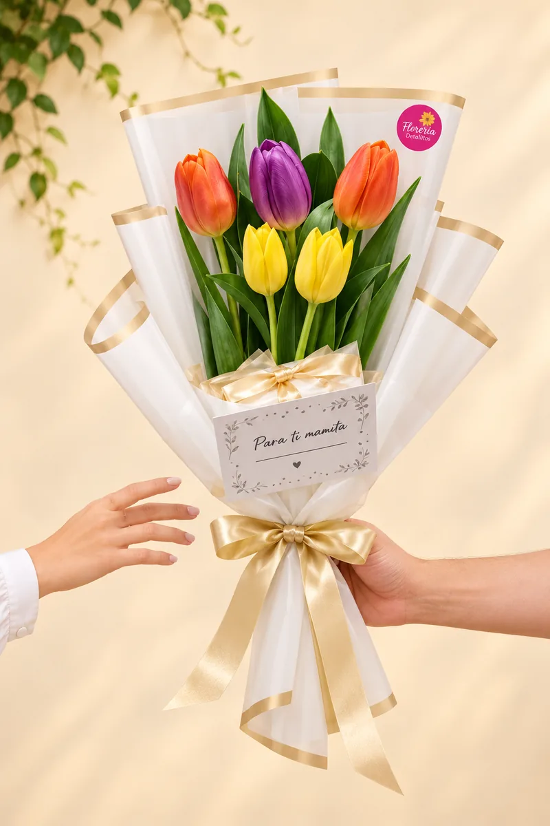 Ramo de cinco tulipanes