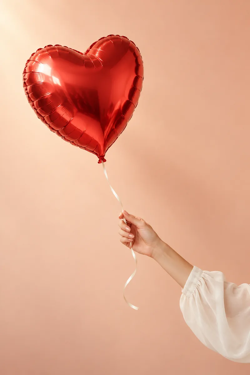 Globo rojo en forma de corazón