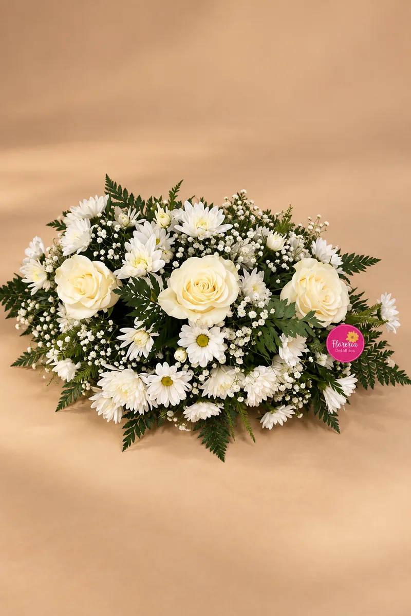Arreglo horizontal de flores blancas