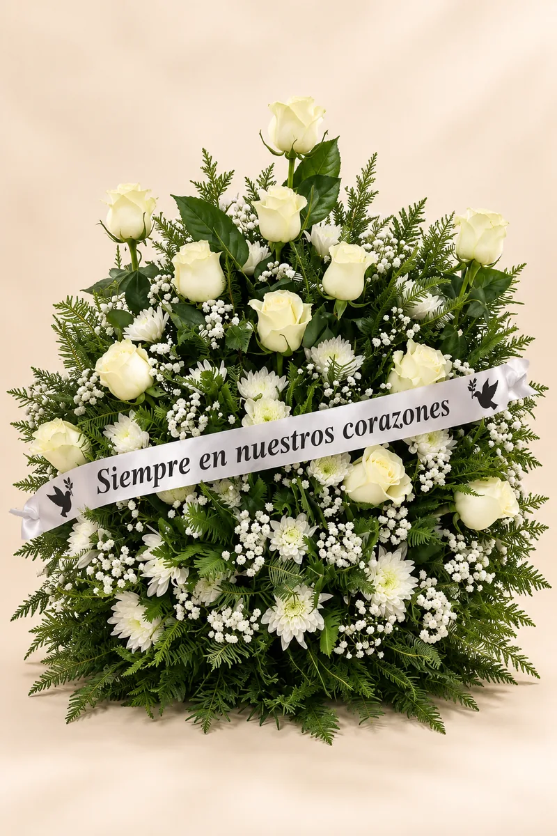 Arreglo de rosas blancas para condolencias